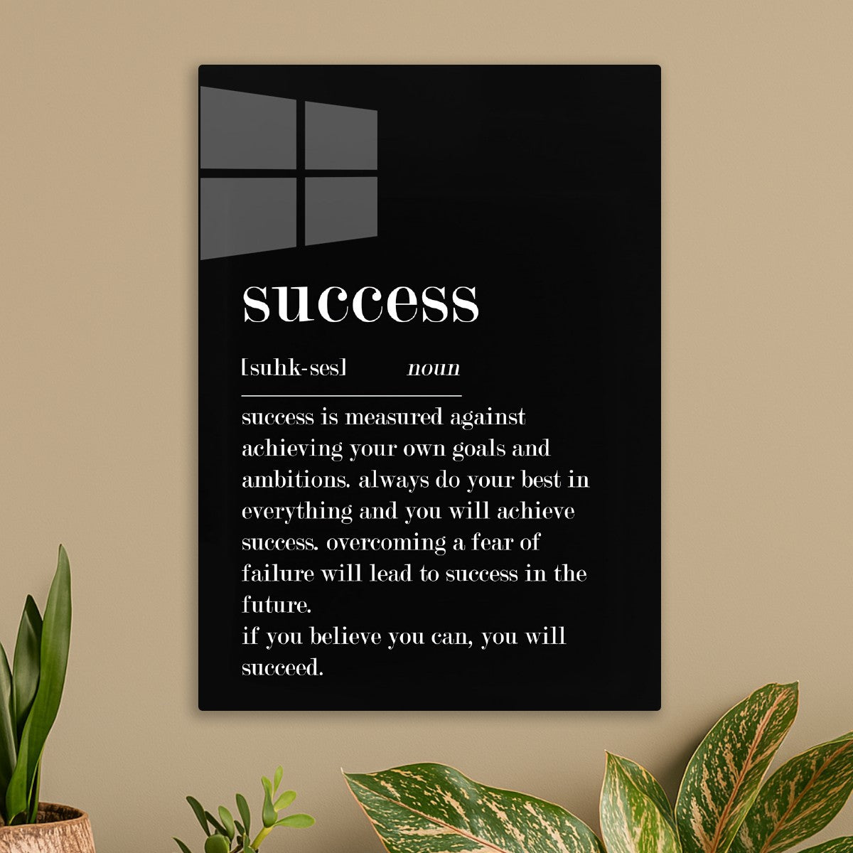 Success definition black ground