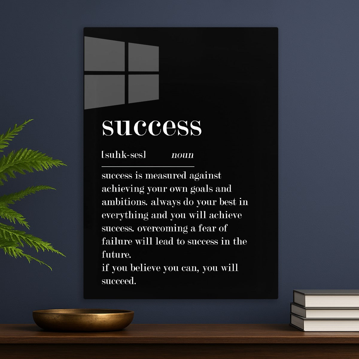 Success definition black ground