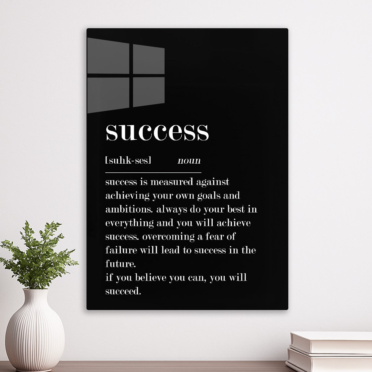 Success definition black ground
