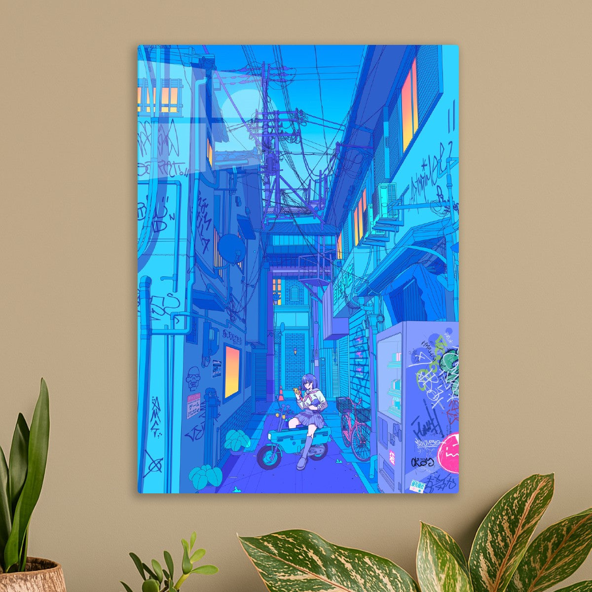 Midnight ride in Japanese street alley