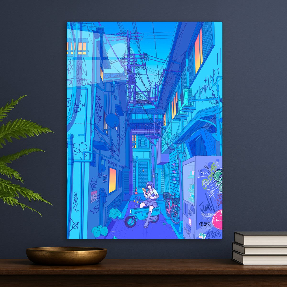 Midnight ride in Japanese street alley