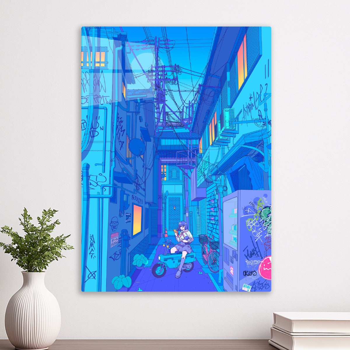 Midnight ride in Japanese street alley