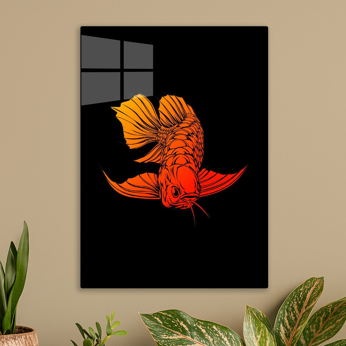 Fiery Gradient Fish Vector