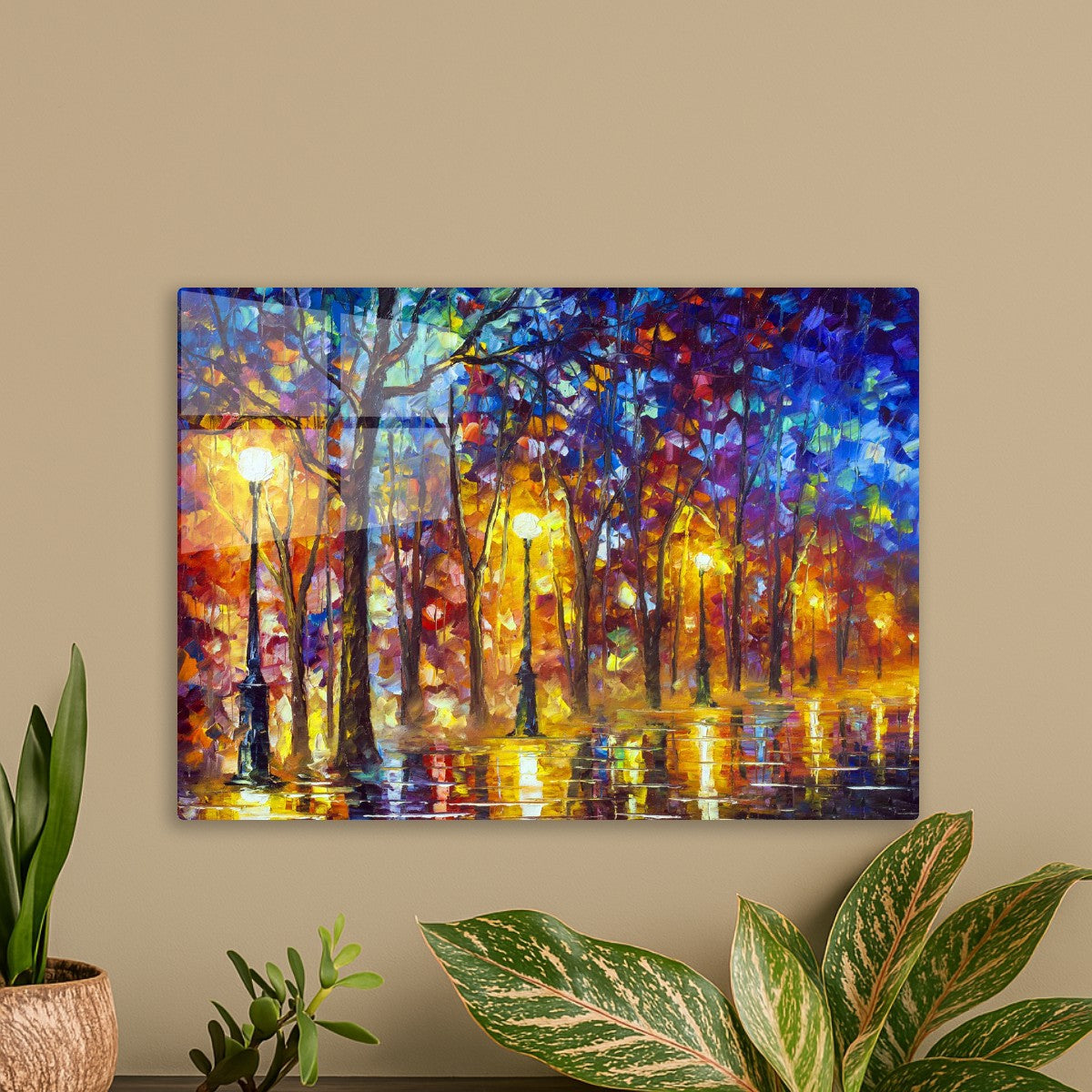 Street in blue romantic night