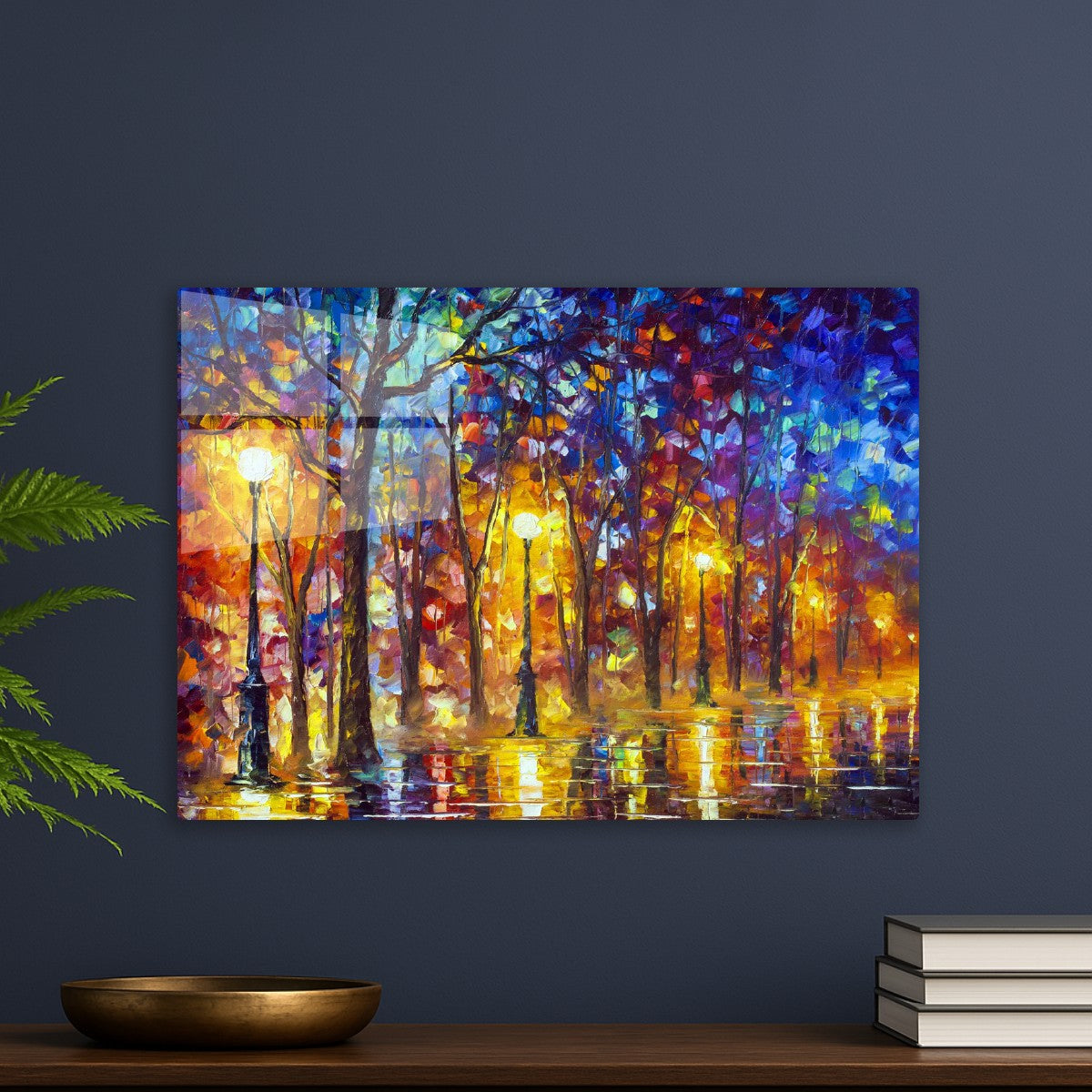 Street in blue romantic night
