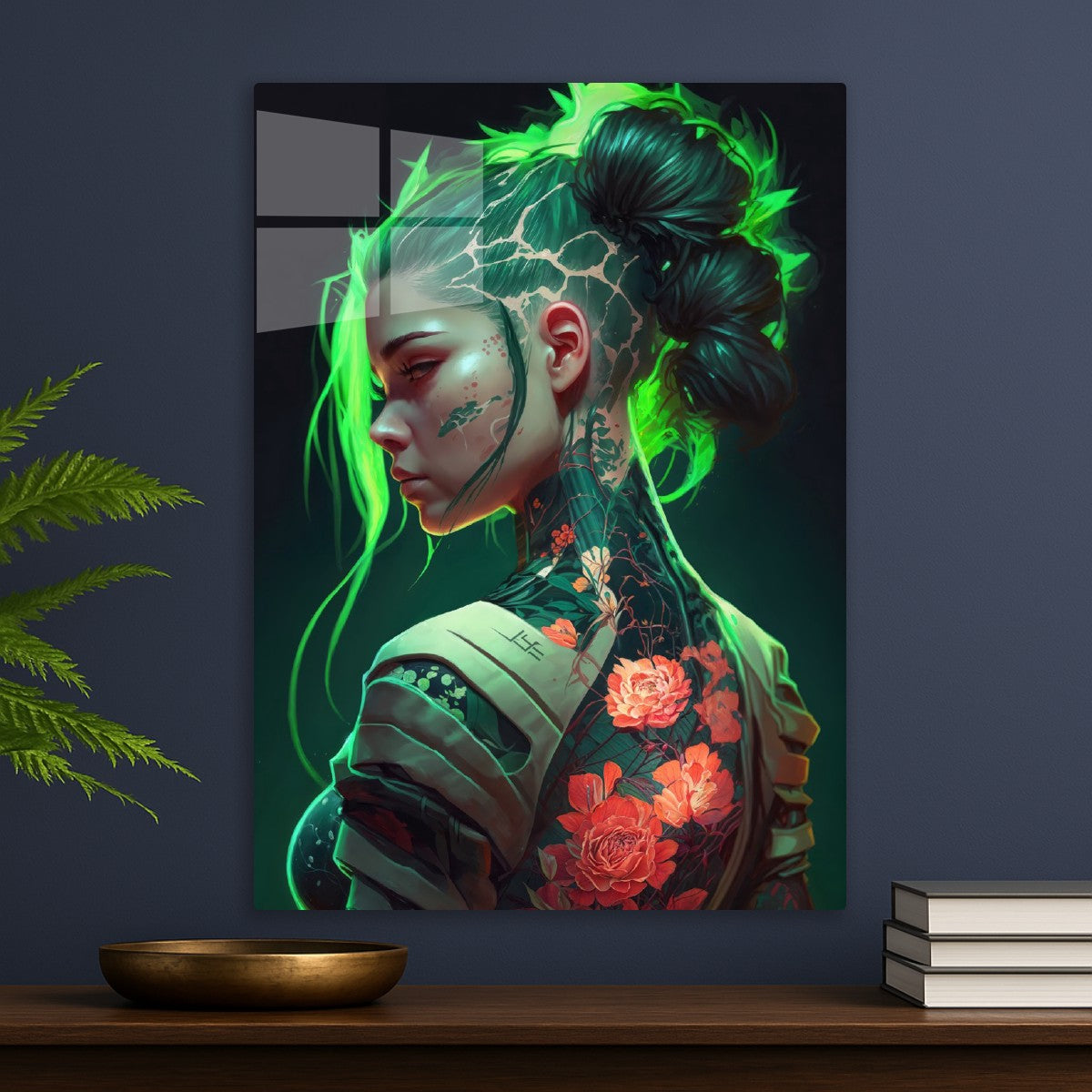 Green Floral Cyberpunk Girl