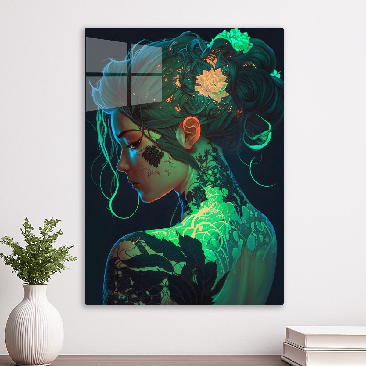 Floral Neon Cyberpunk Girl