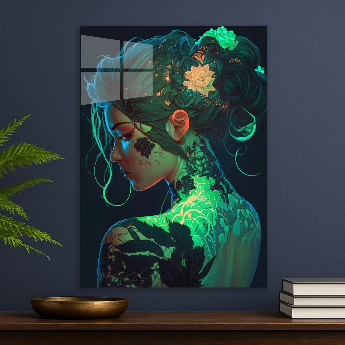 Floral Neon Cyberpunk Girl