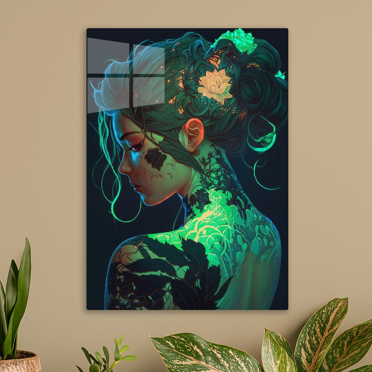 Floral Neon Cyberpunk Girl