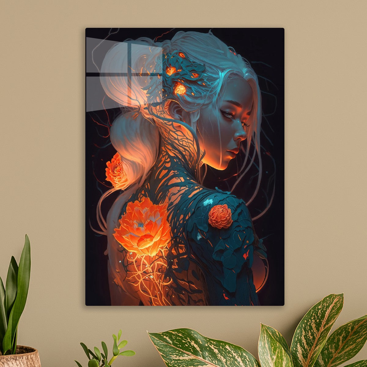 Glowing Floral Cyberpunk Girl