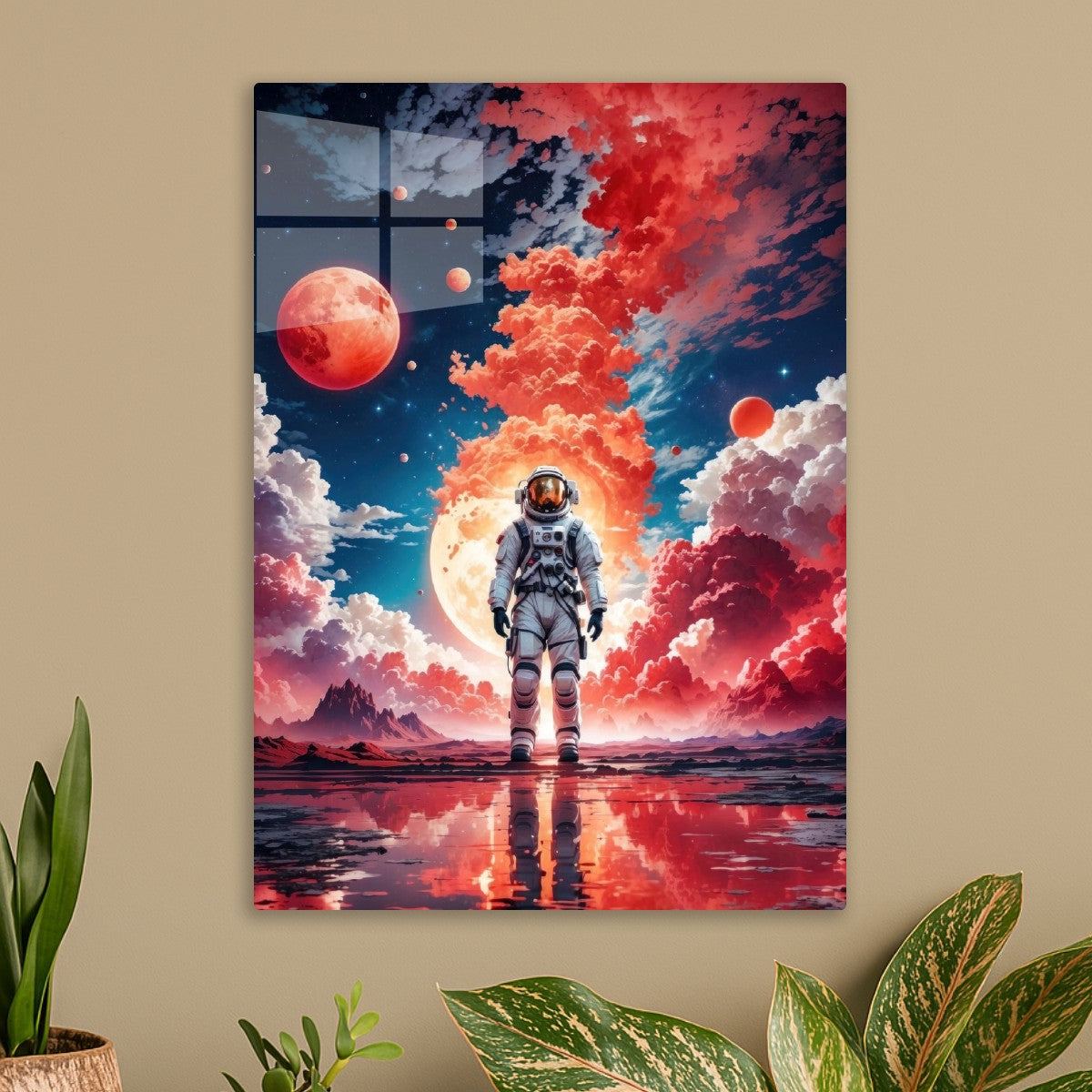 Red Space Astronaut Moon