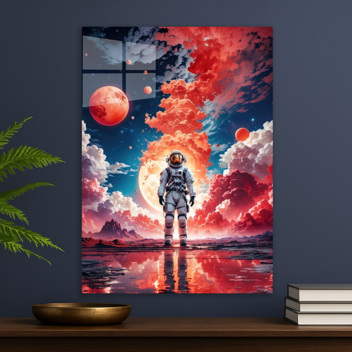 Red Space Astronaut Moon