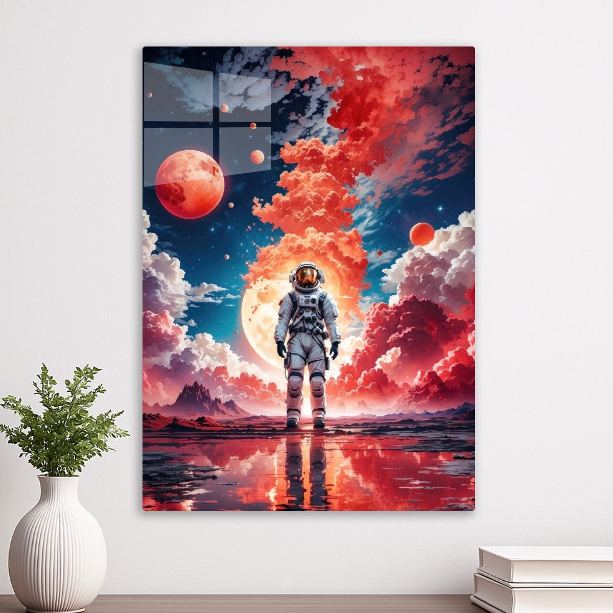 Red Space Astronaut Moon