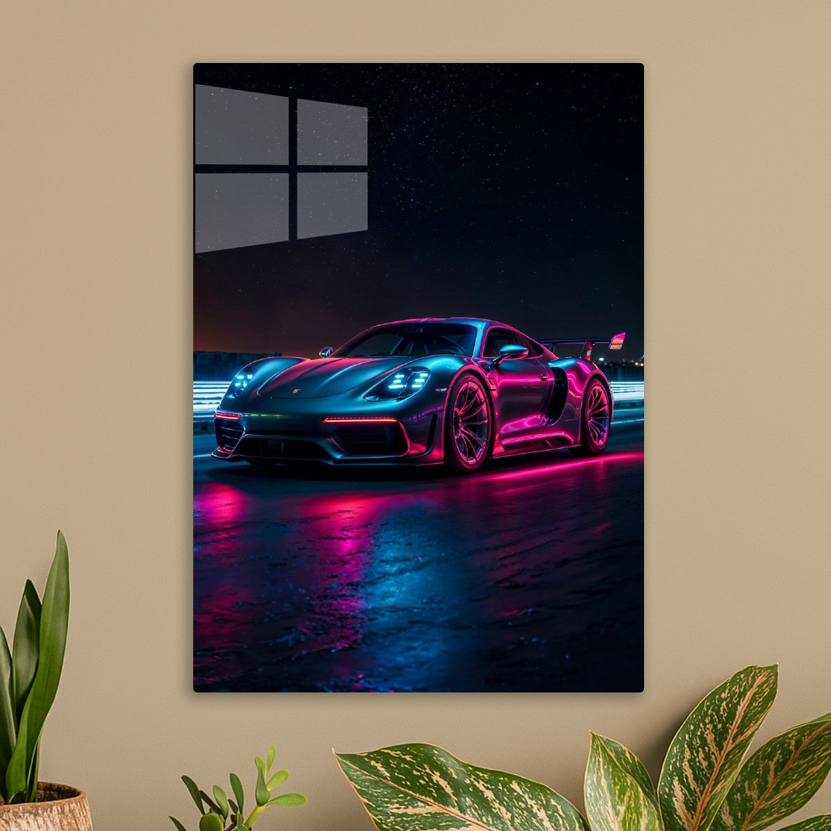 Neon Porsche Race Car