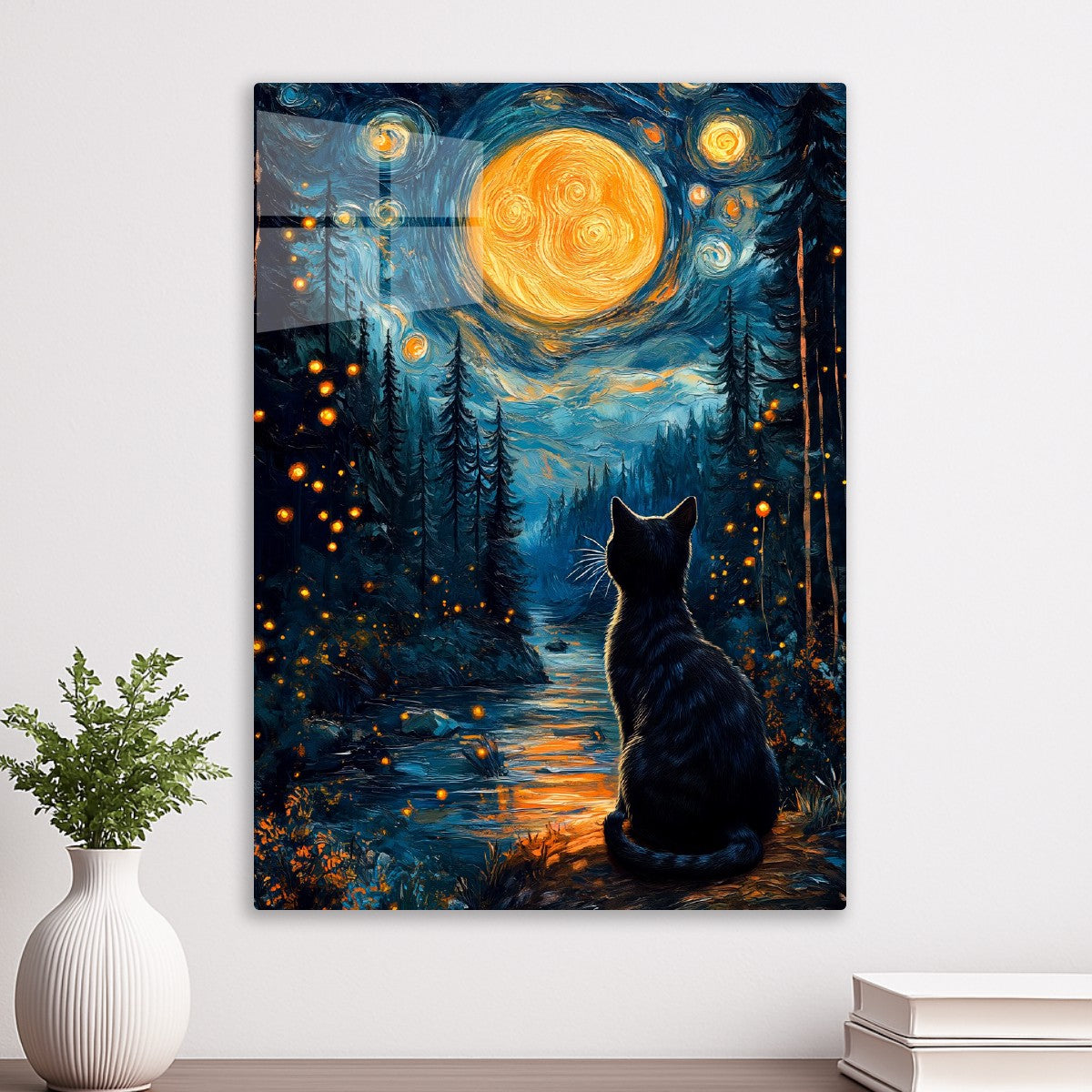 Cat and Moon Painting