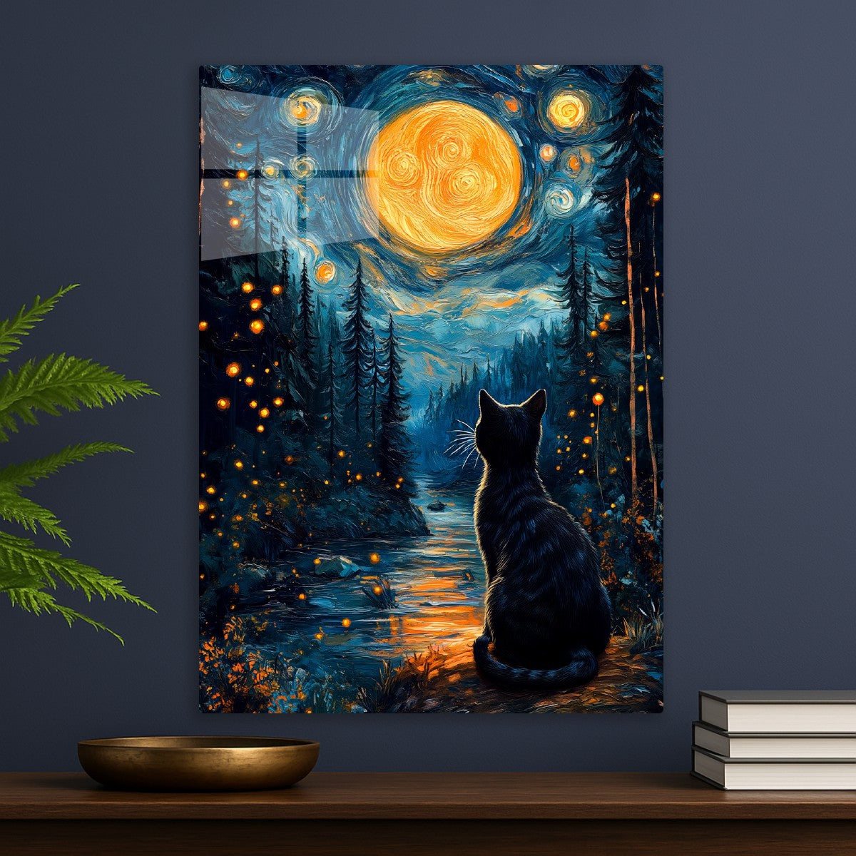 Cat and Moon Painting