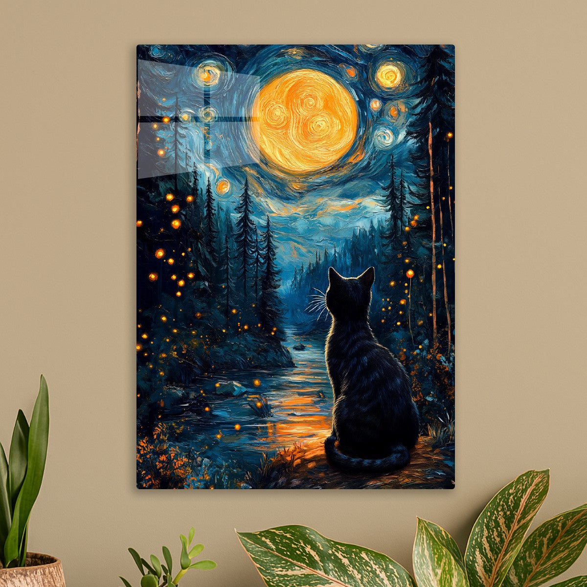 Cat and Moon Painting