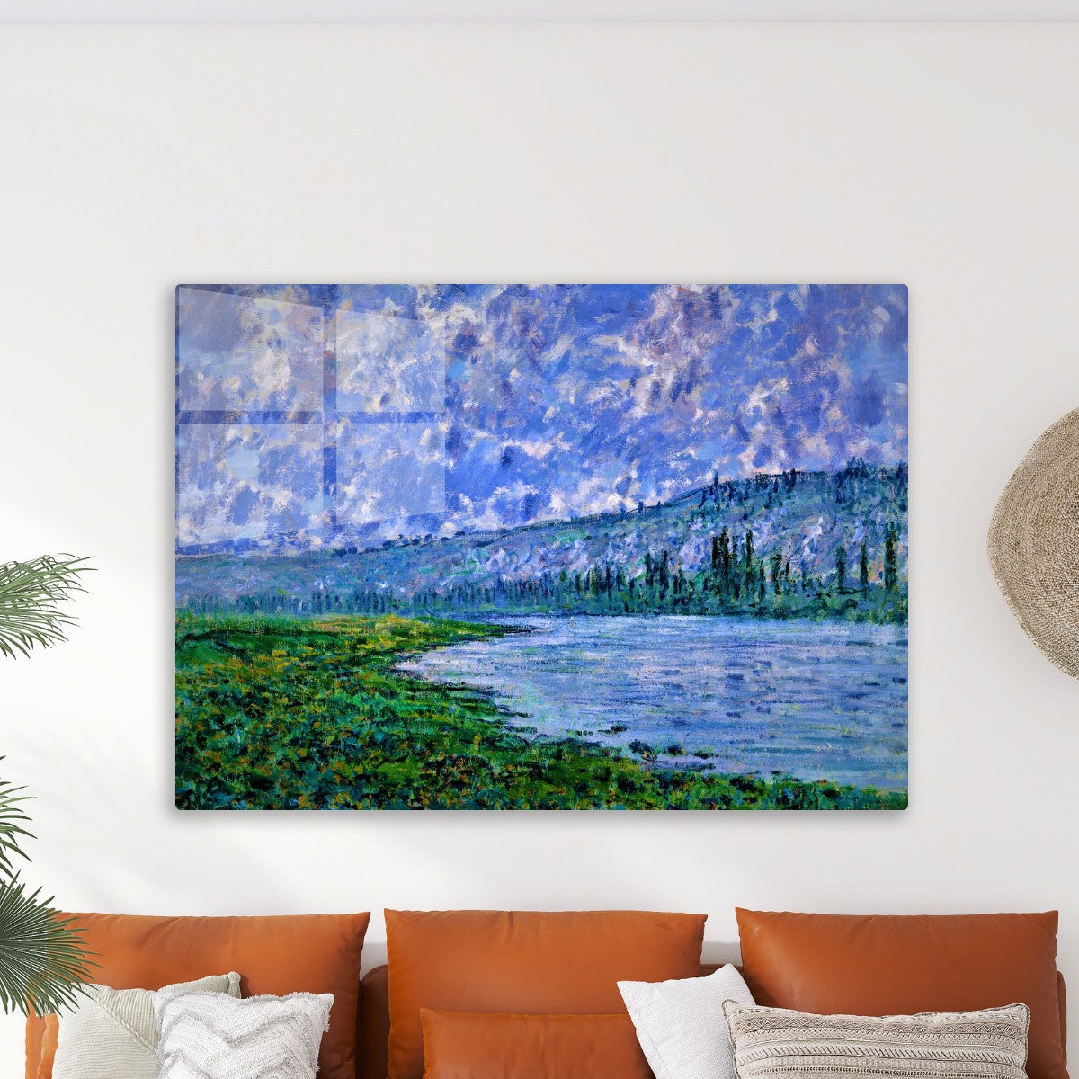 Green plants lakes painting