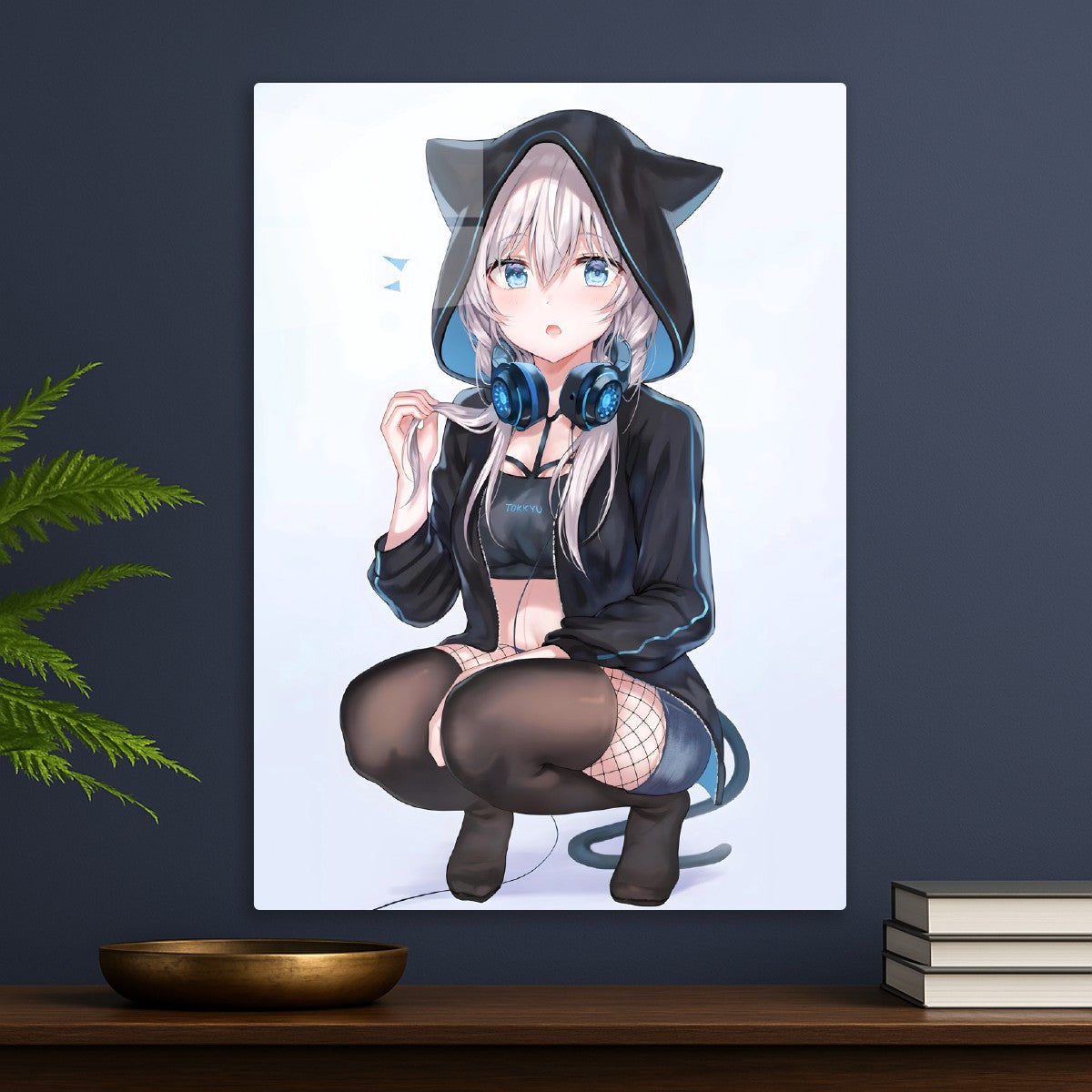 Anime girl with black hoodie 