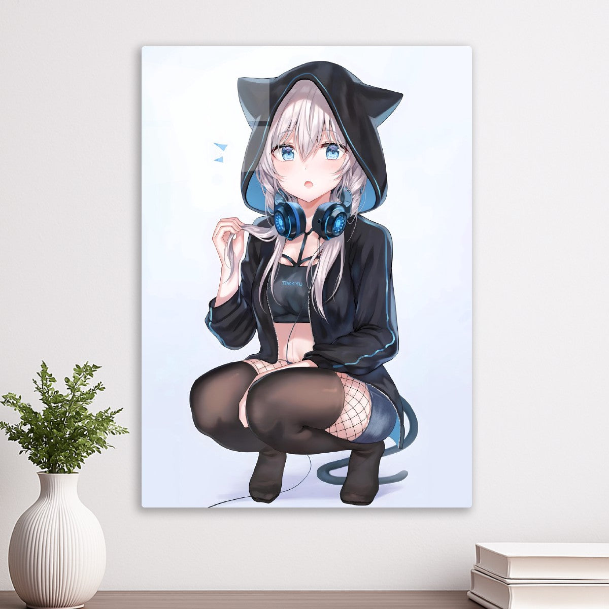 Anime girl with black hoodie 