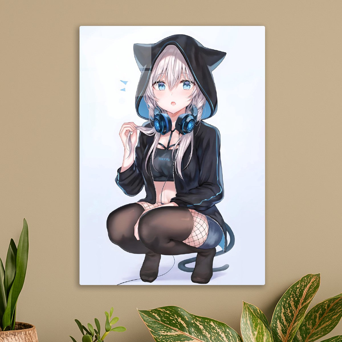 Anime girl with black hoodie 