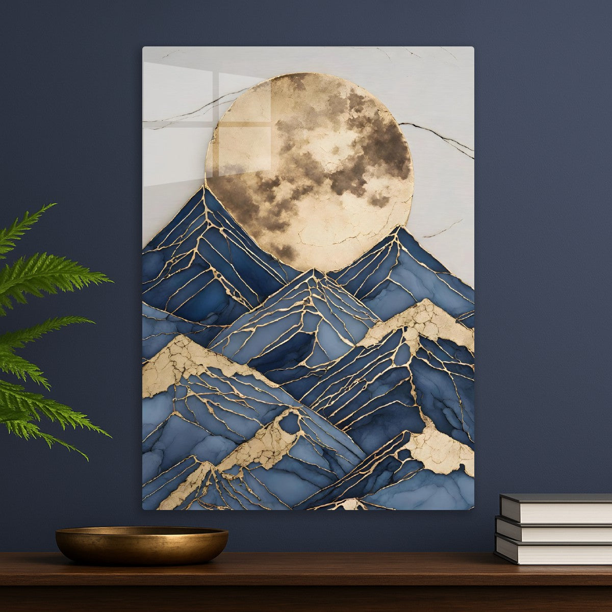 Black gold mountain wall art