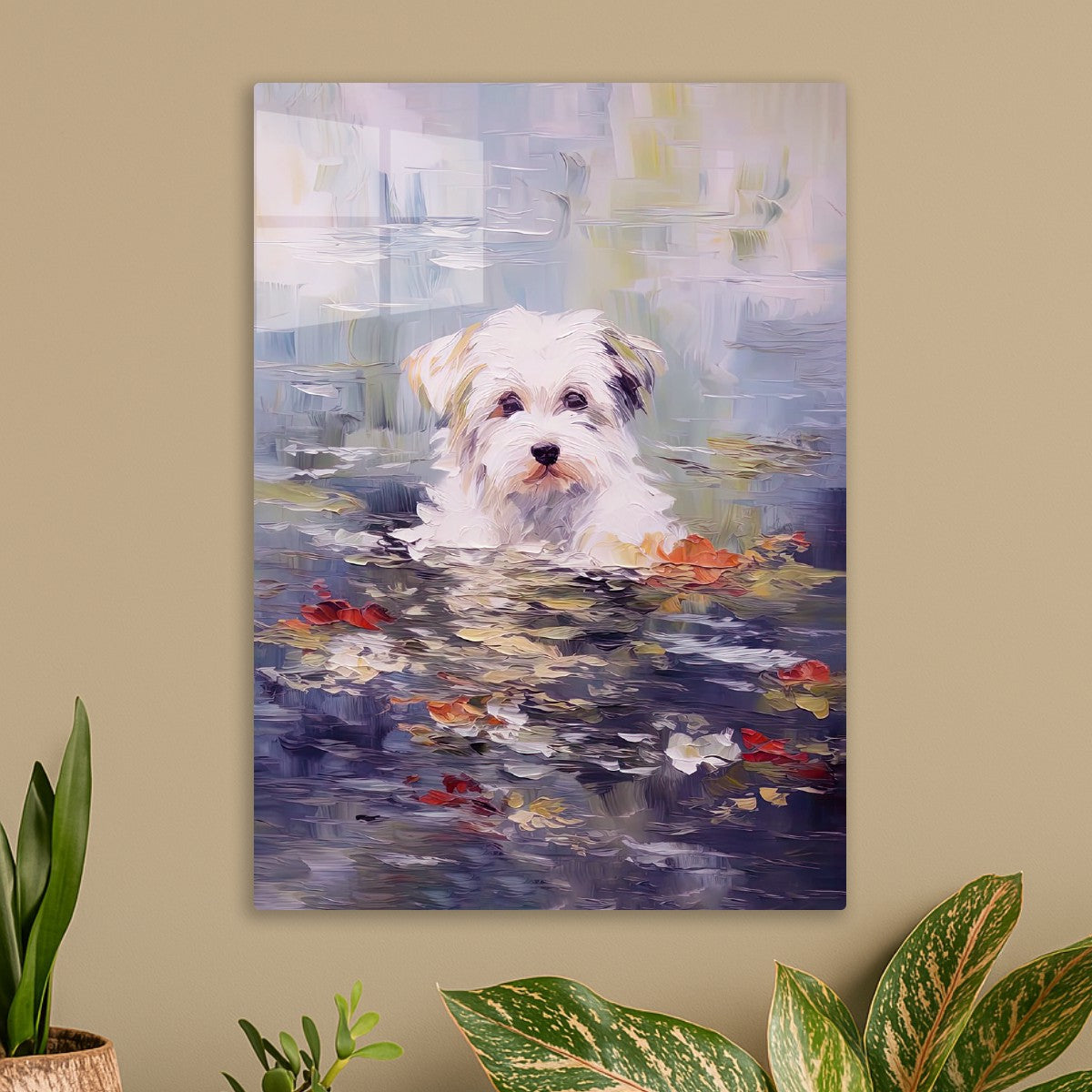 The Water Lilies Print- parody of Claude Monet's painting with dog