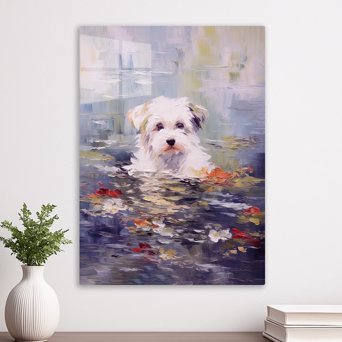 The Water Lilies Print- parody of Claude Monet's painting with dog