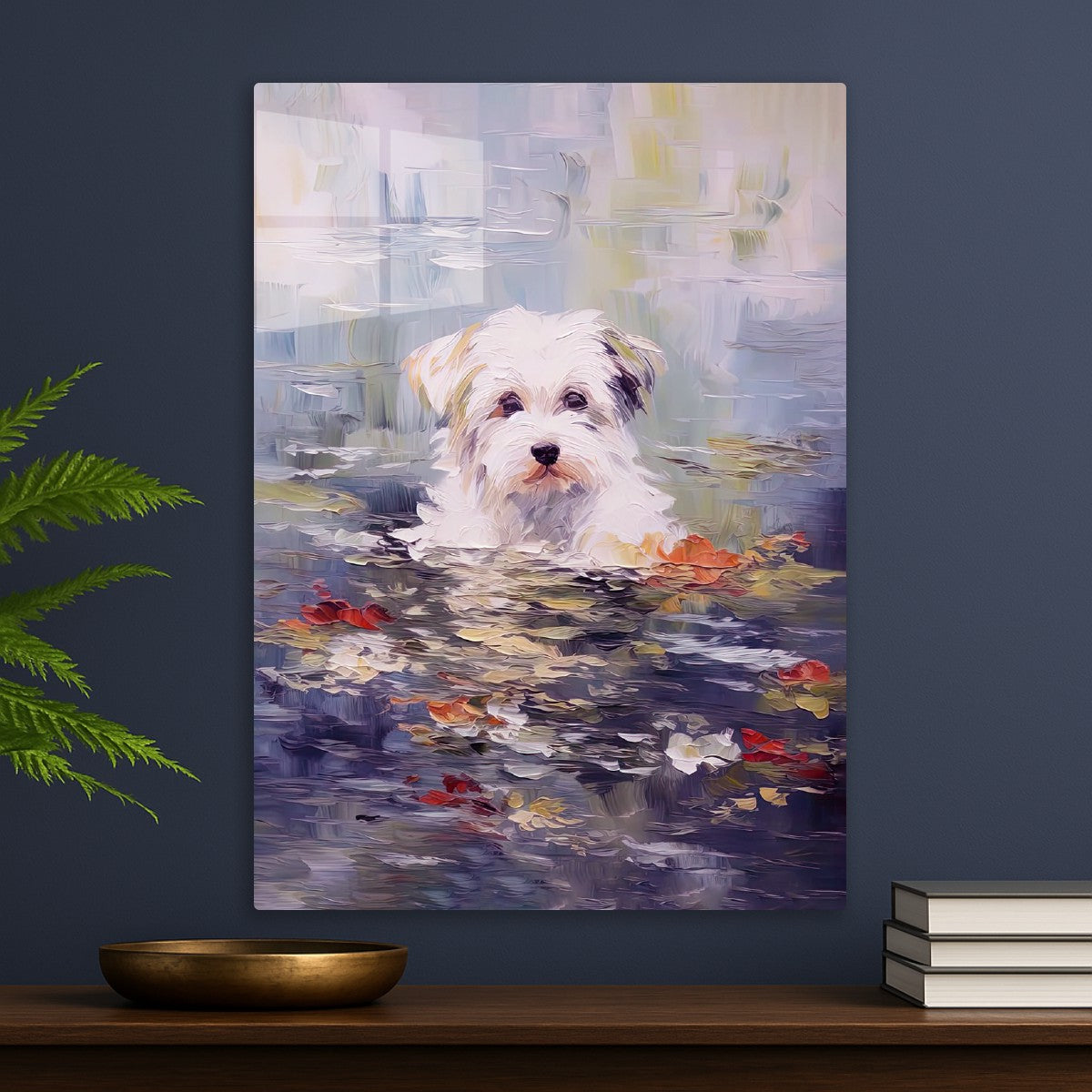 The Water Lilies Print- parody of Claude Monet's painting with dog