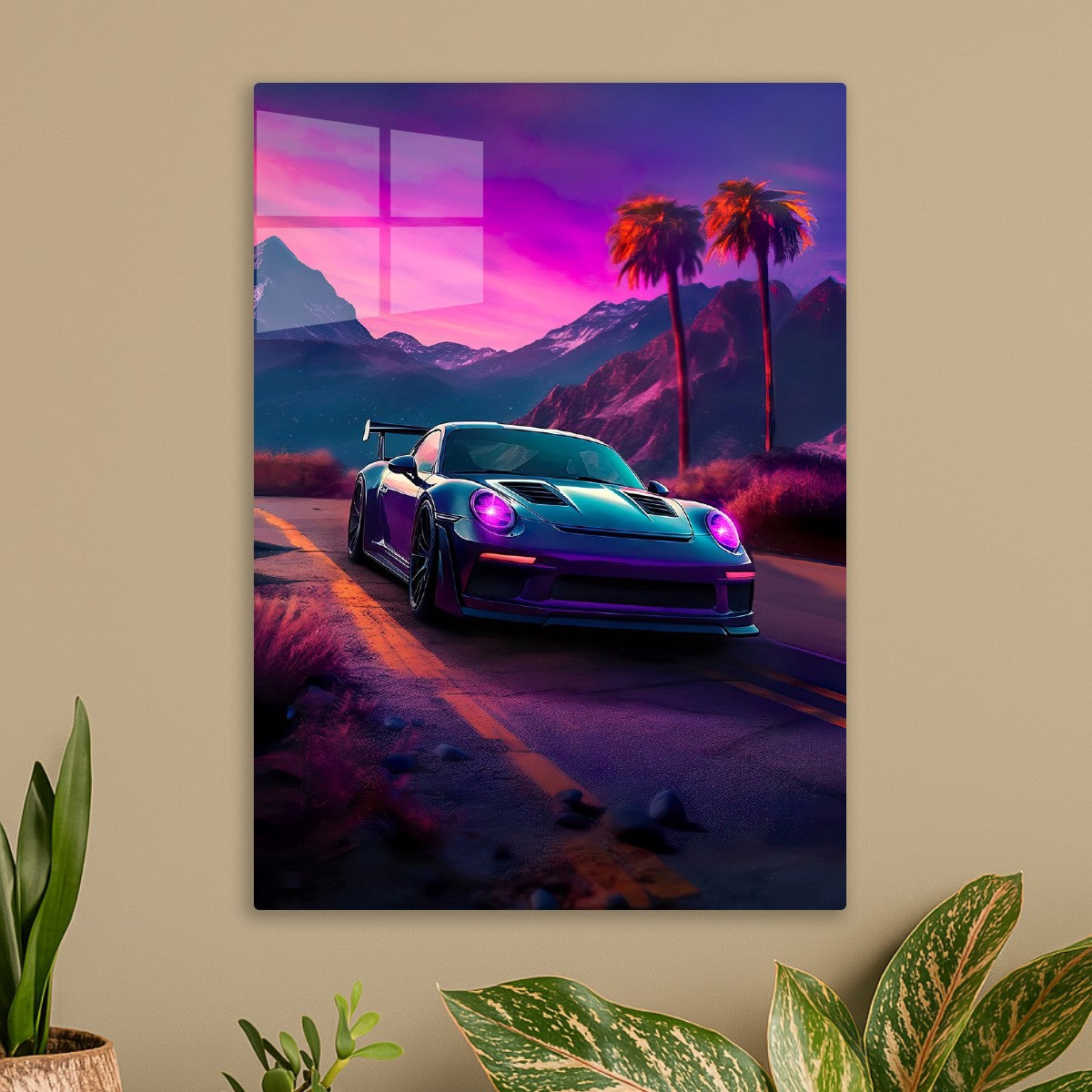 Synthwave aesthetic sport car 