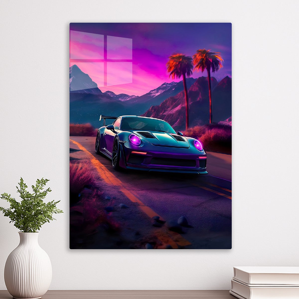 Synthwave aesthetic sport car 