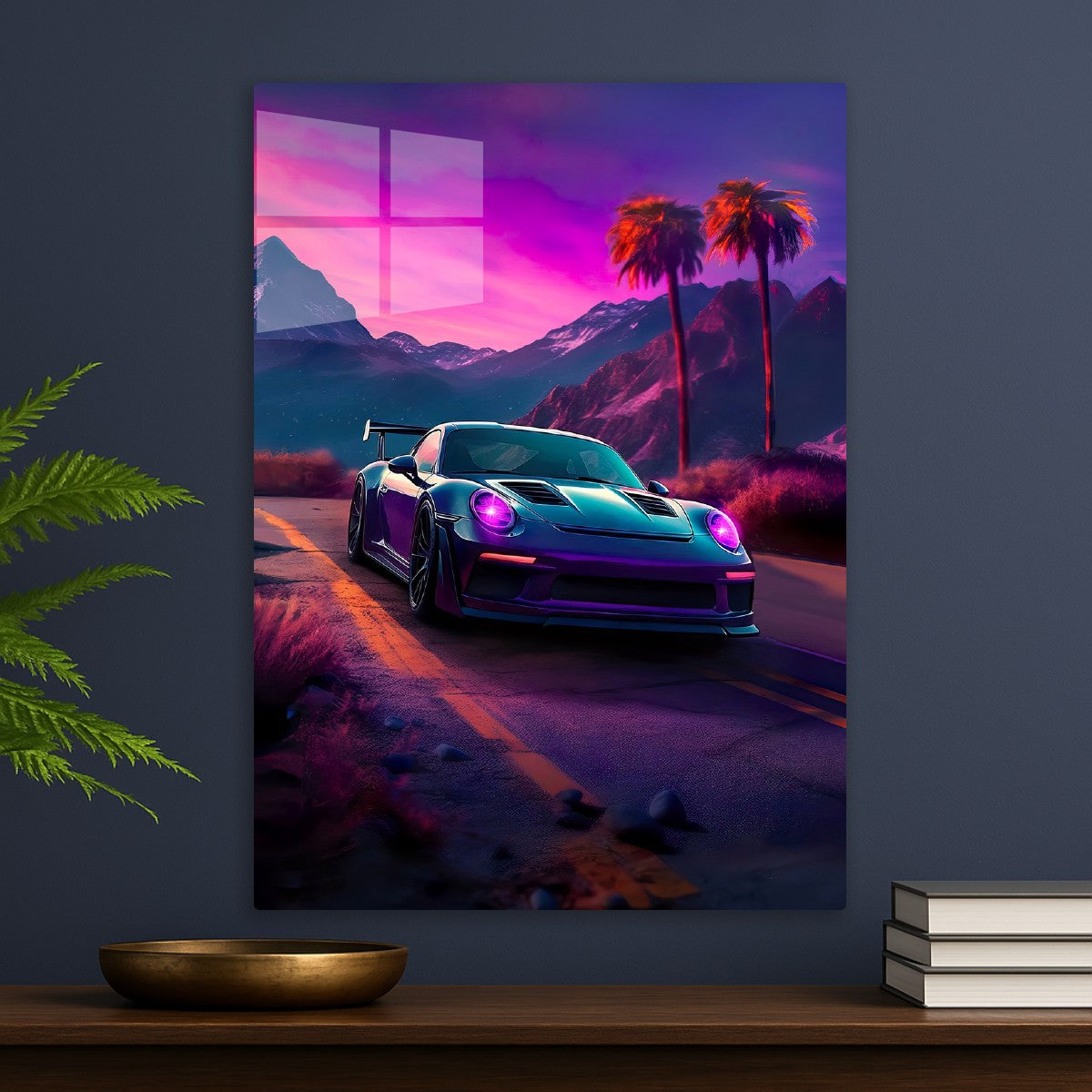 Synthwave aesthetic sport car 