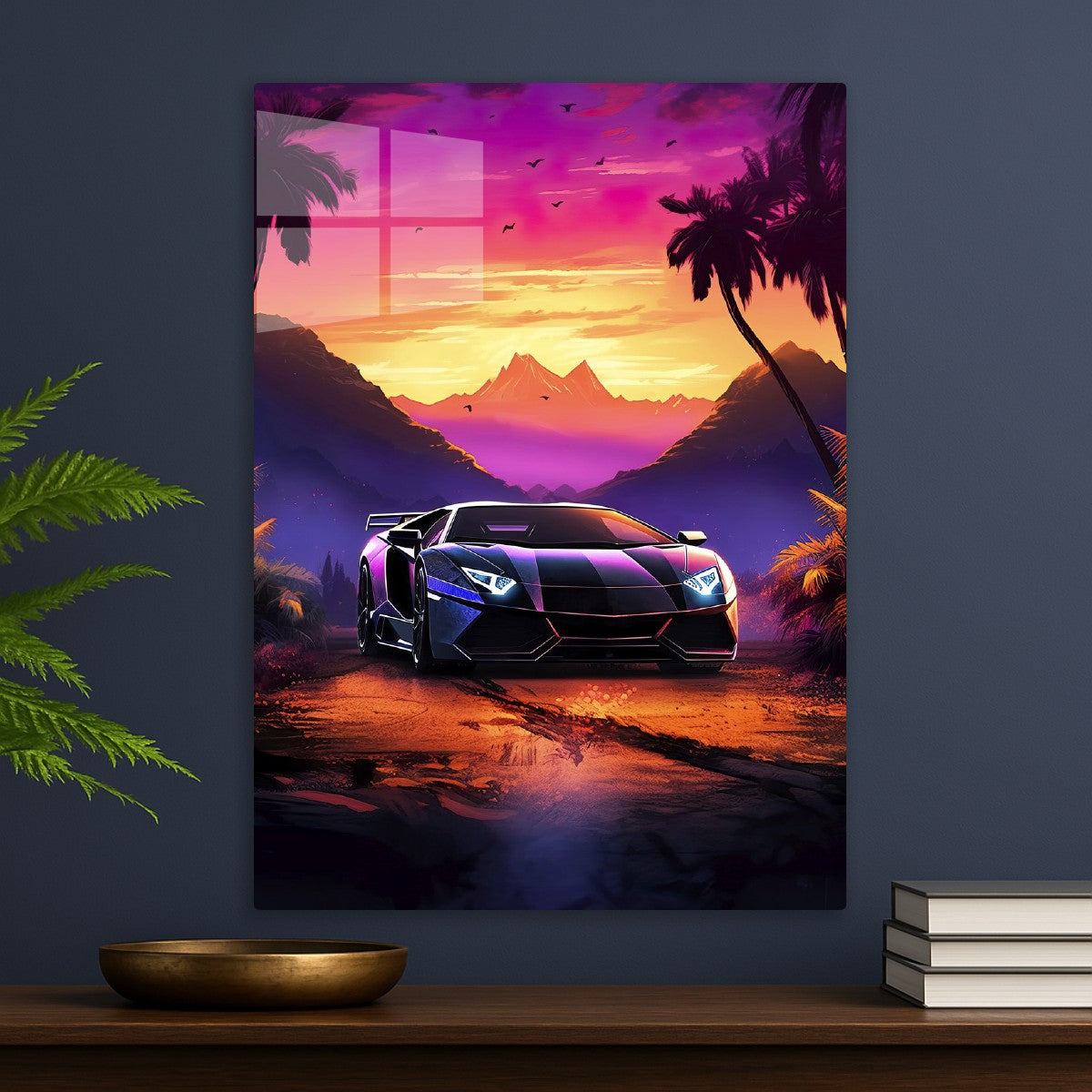 Synthwave aesthetic sport car 