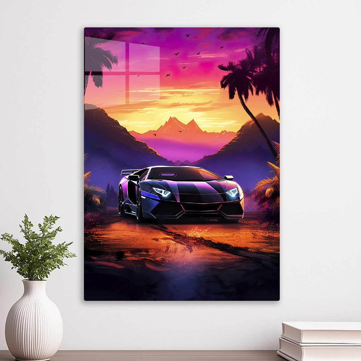 Synthwave aesthetic sport car 