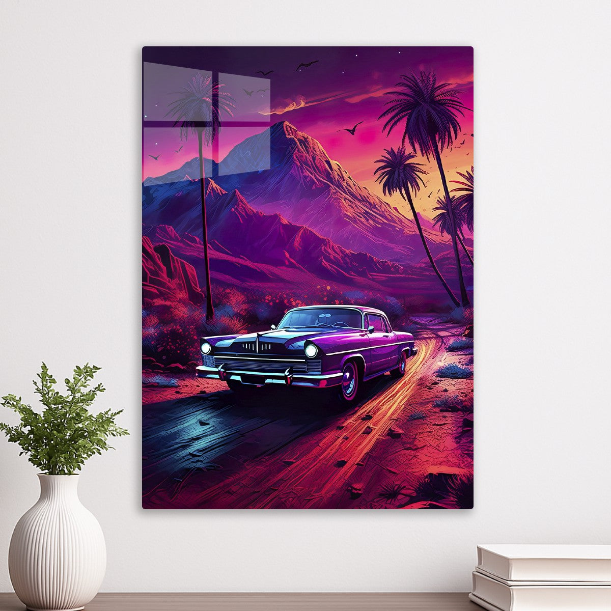 Synthwave aesthetic sport car 