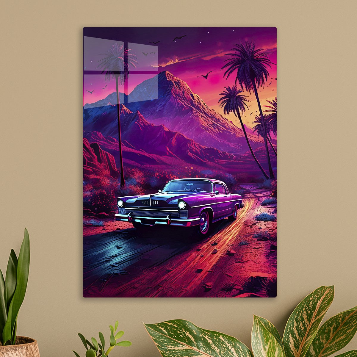 Synthwave aesthetic sport car 