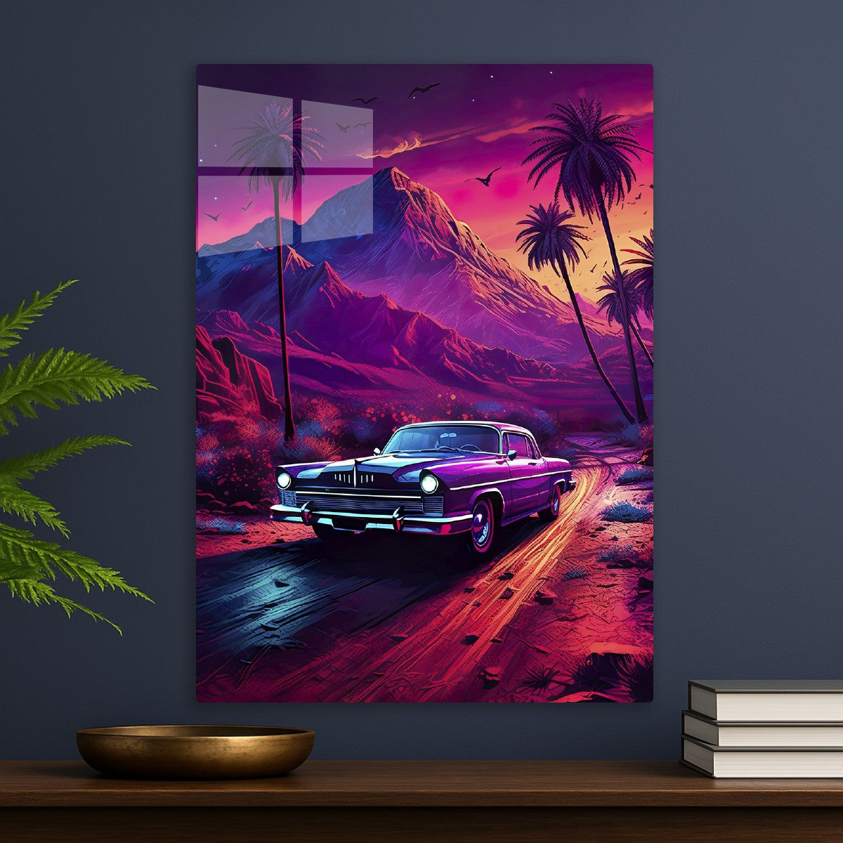 Synthwave aesthetic sport car 