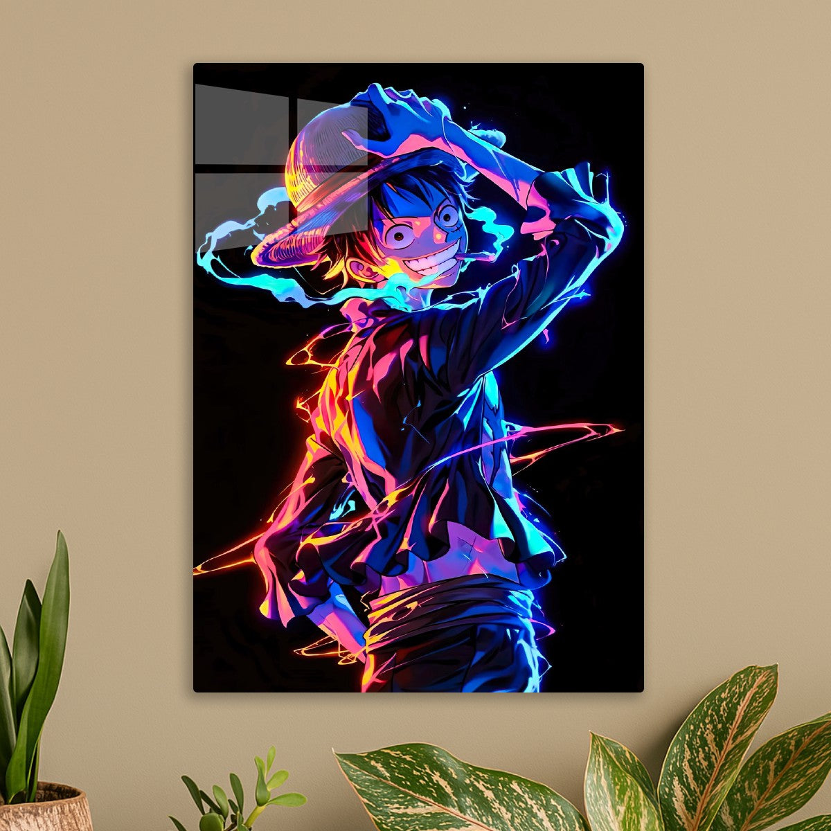 luffy one piece neon art