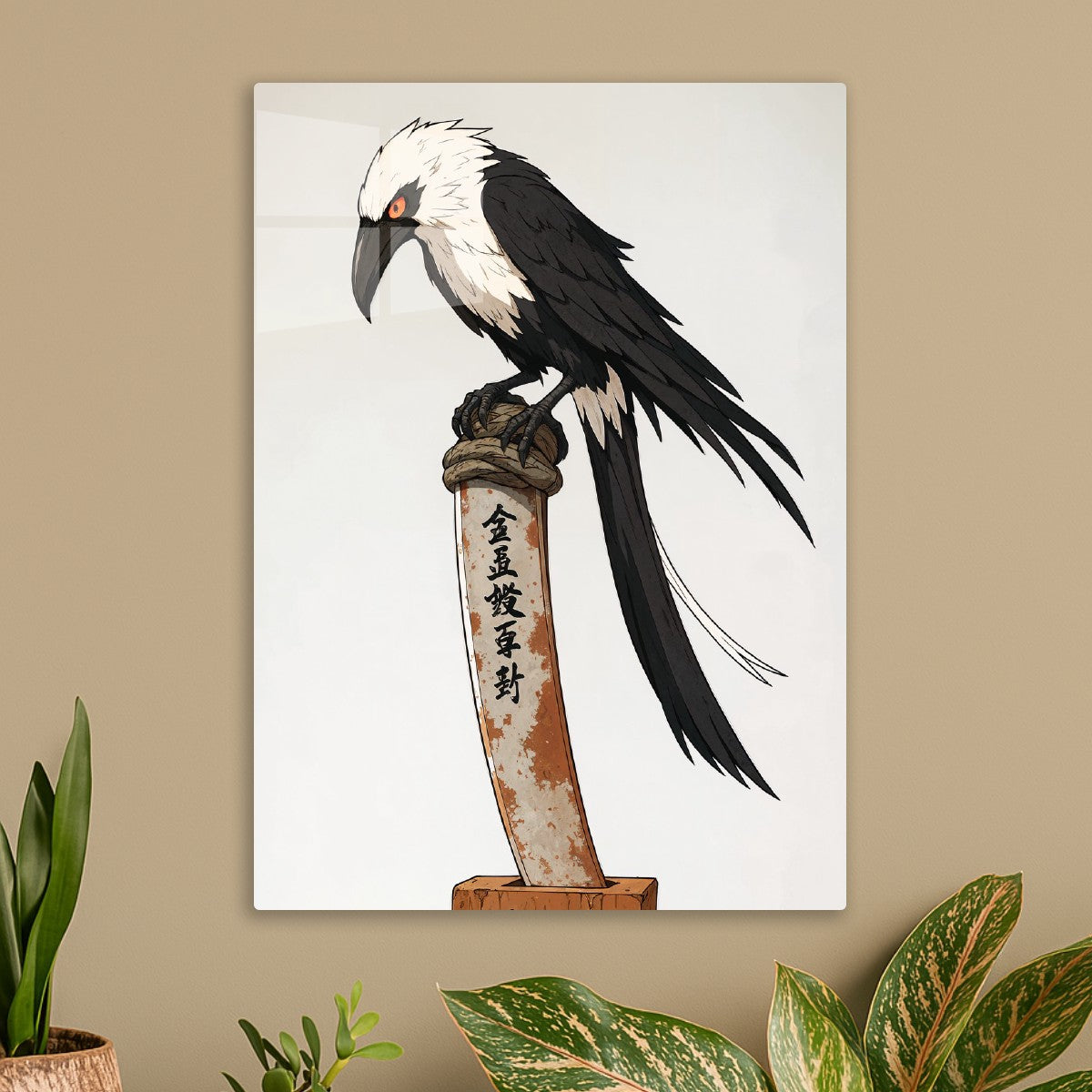 Black and White Crow on Post
