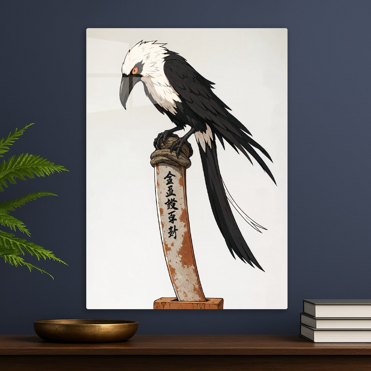 Black and White Crow on Post