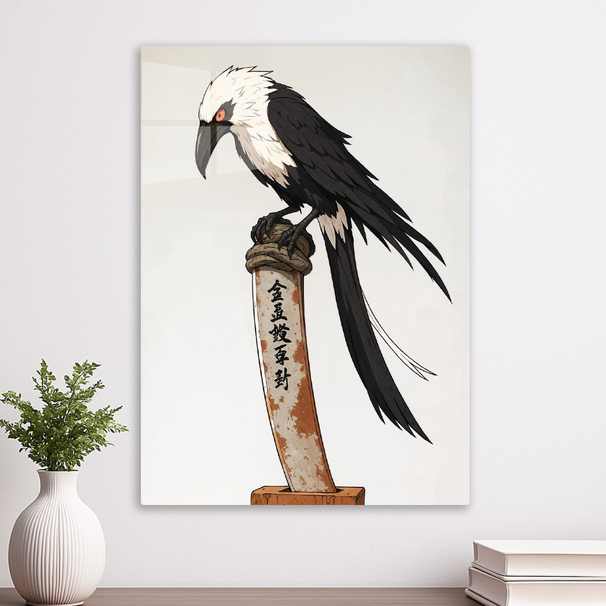 Black and White Crow on Post