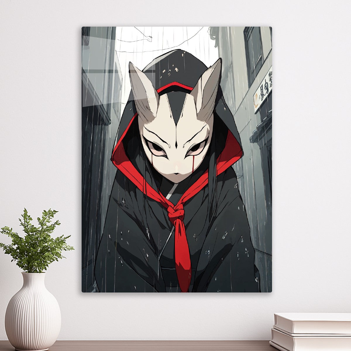 Masked Figure in Rain