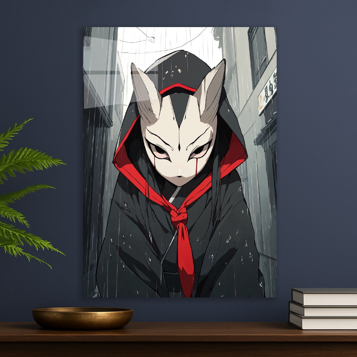 Masked Figure in Rain