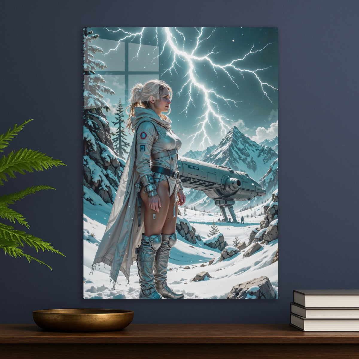 Sci Fi Cyberpunk woman in the snow