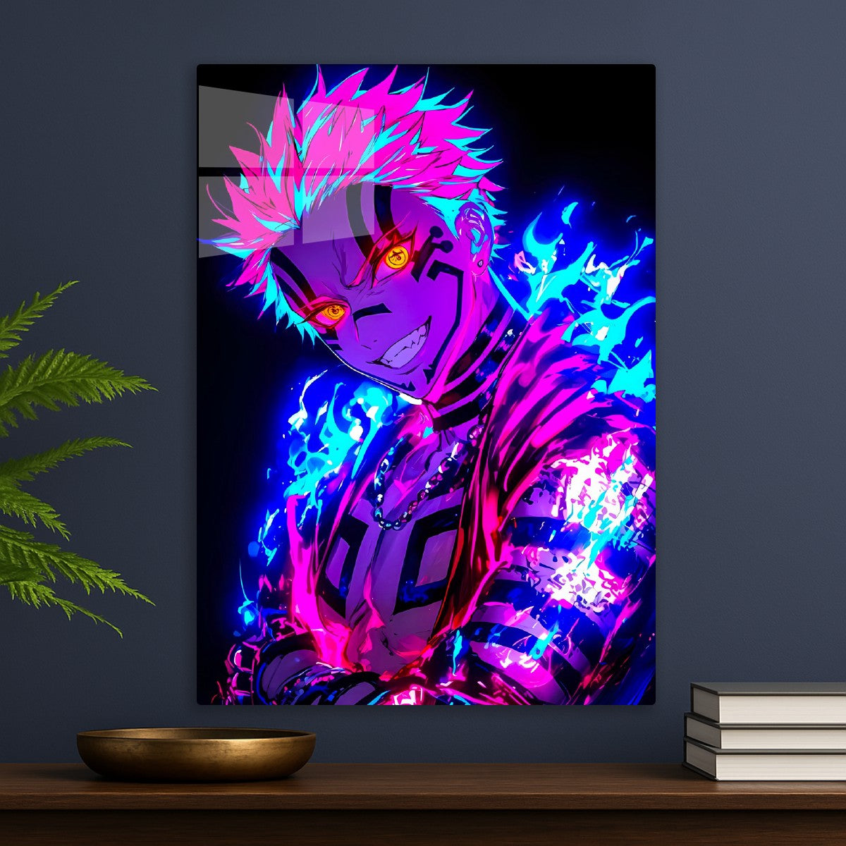 Akaza Demon Slayer Neon Style