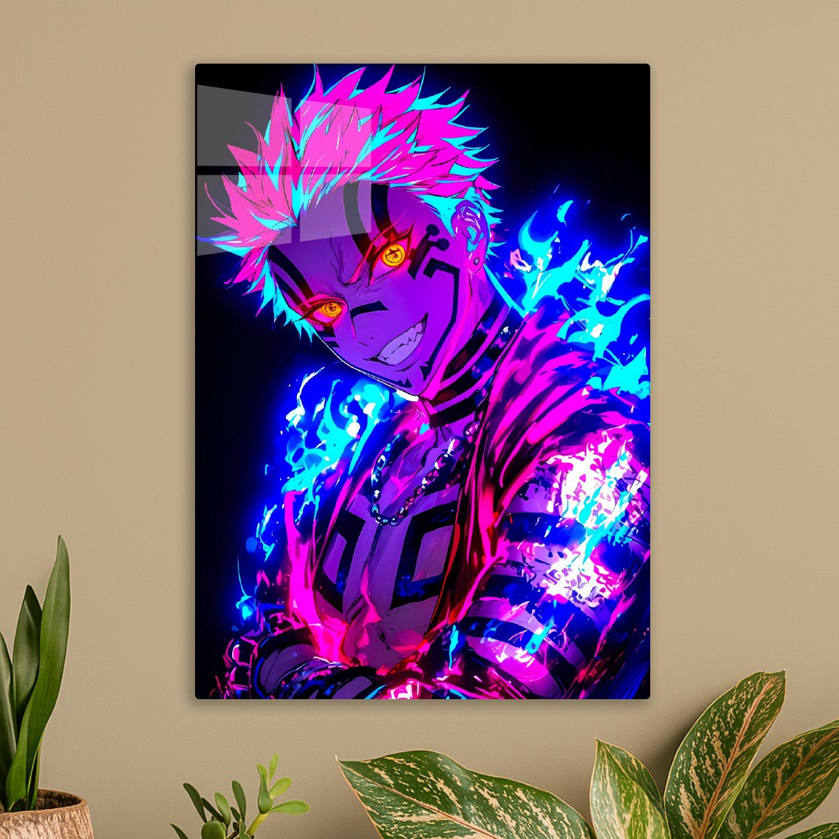 Akaza Demon Slayer Neon Style