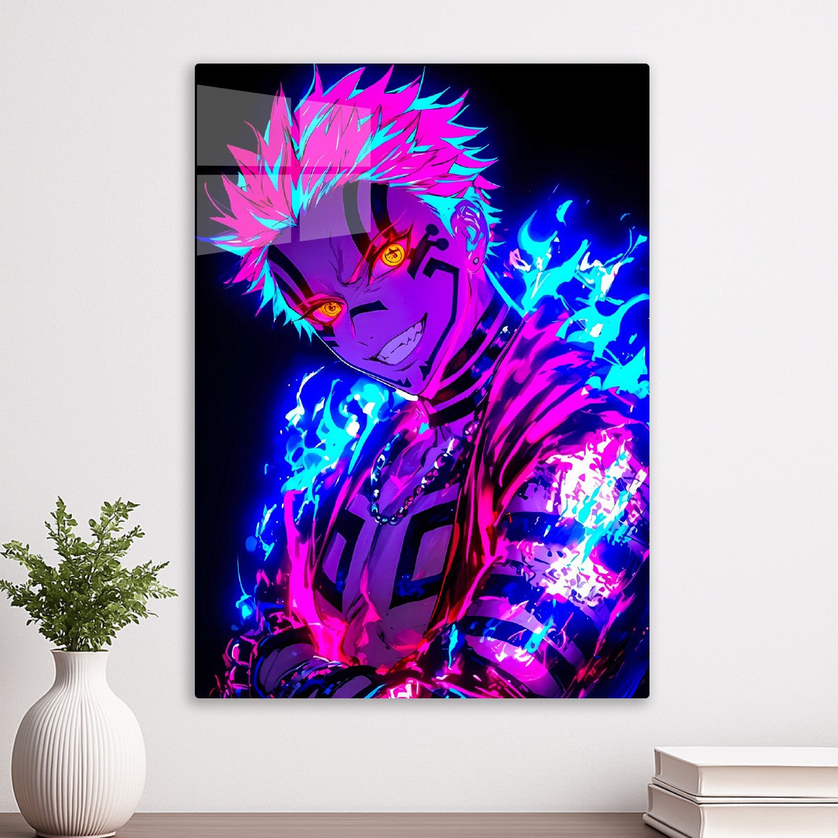Akaza Demon Slayer Neon Style