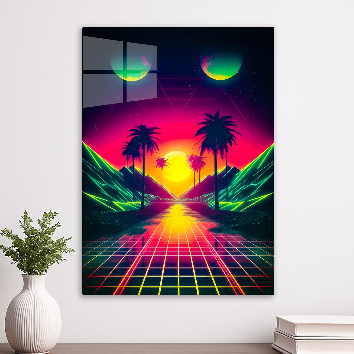 Retro Neon Sunset Art
