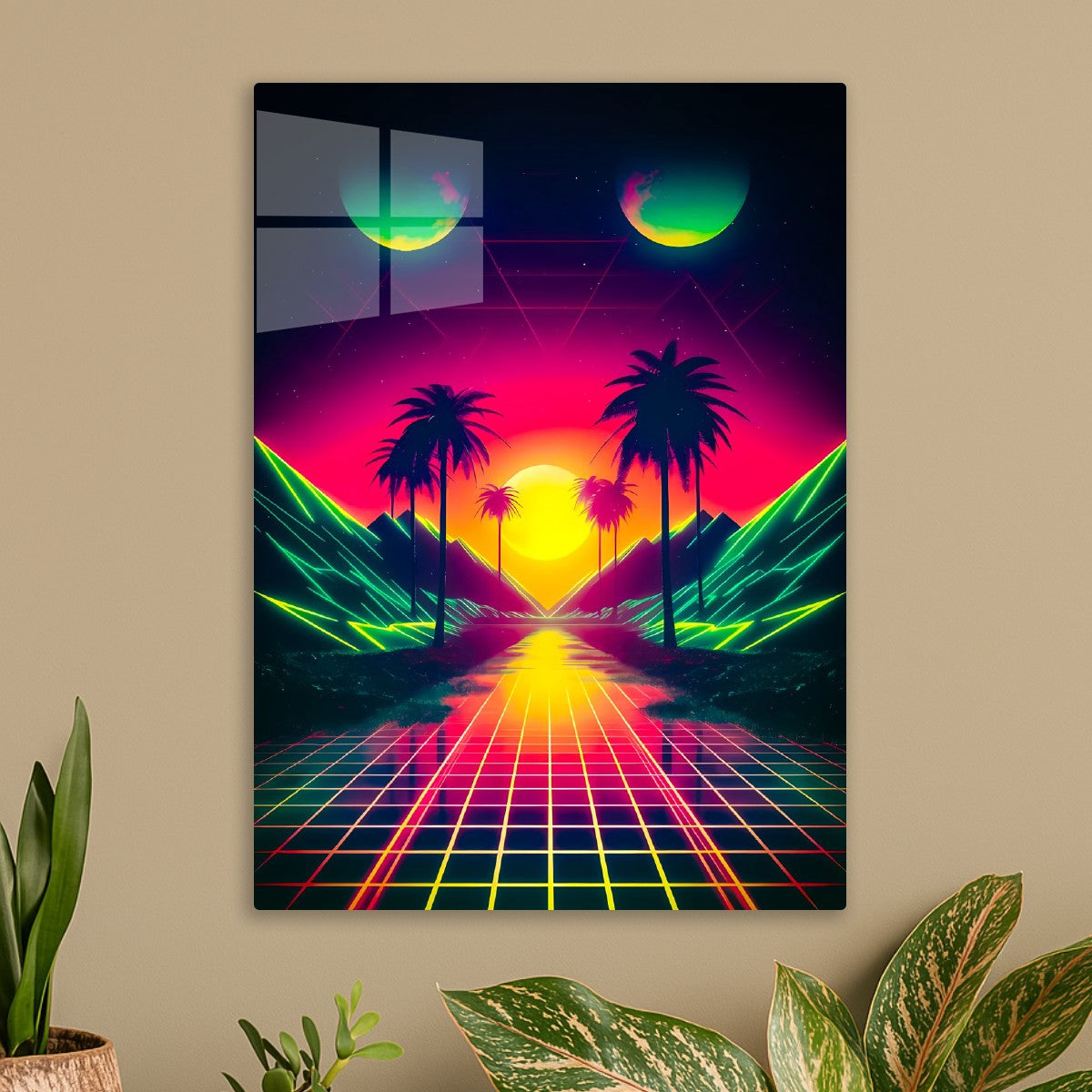 Retro Neon Sunset Art