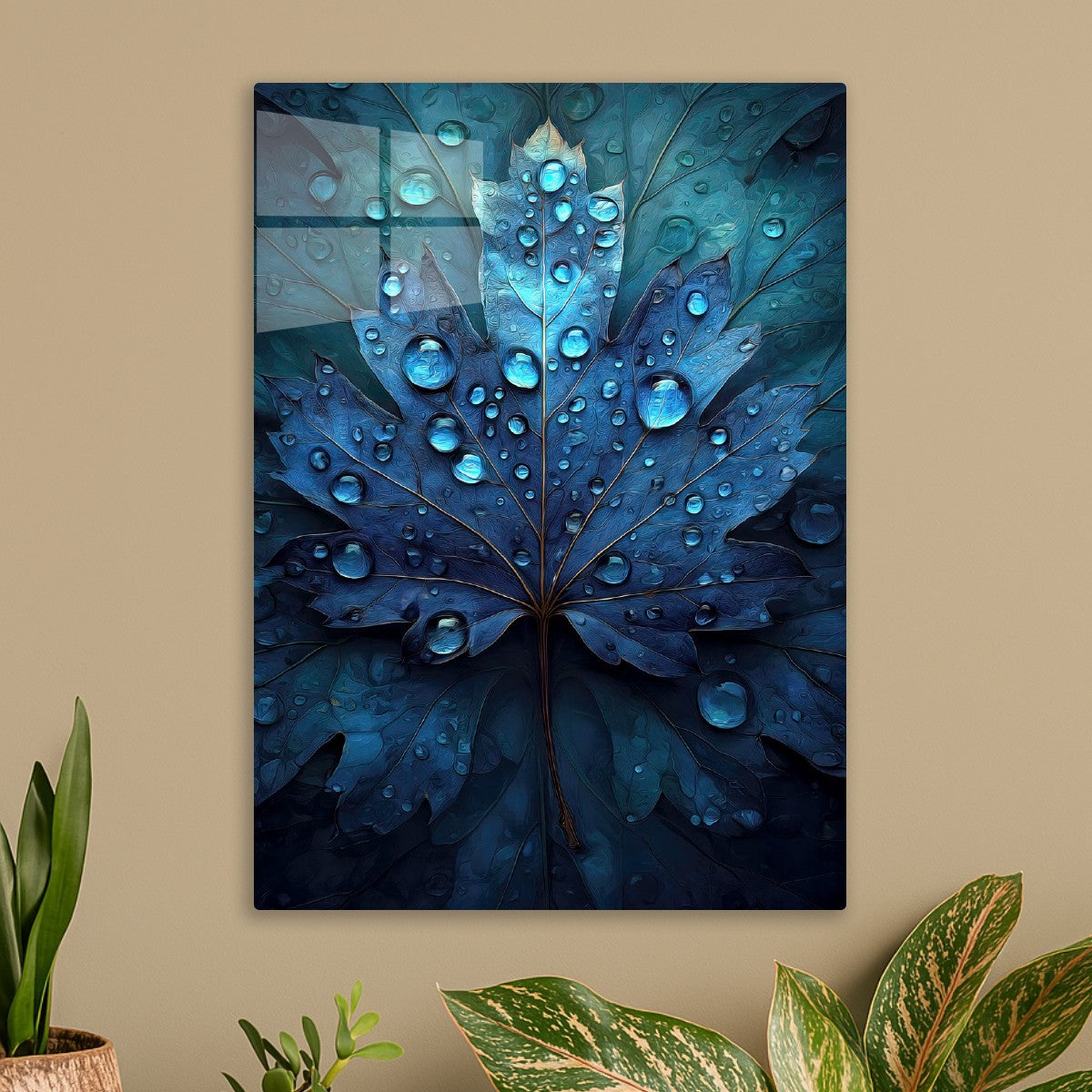Dew Covered Blue Leaf